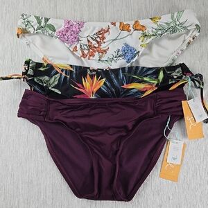 Kona Sol Floral and Solid Bikini Bottoms‎